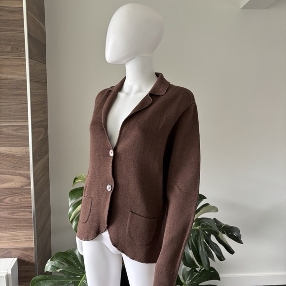 Fabiana Filippi Cardigan Blazer Jacket Brown Buttons NWT Sz L❤️ - Picture 5 of 6